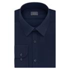 Men's Arrow Stretch Slim-fit Solid Point-collar Dress Shirt, Size: L-34/35, Dark Blue