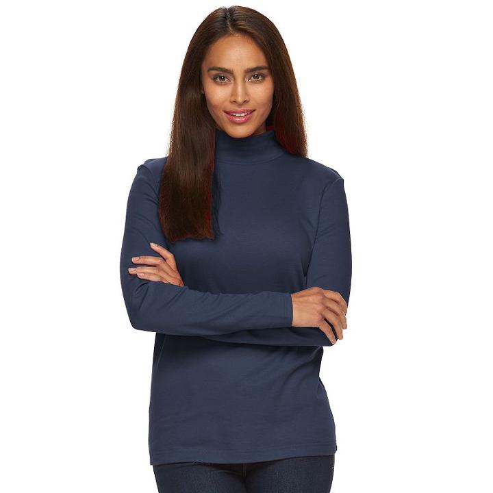 Women's Croft & Barrow&reg; Essential Mockneck Top, Size: Xl, Dark Blue