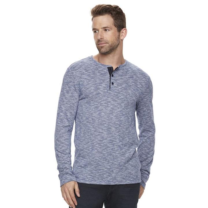 Men's Marc Anthony Slim-fit Slubbed Henley, Size: Large, Blue