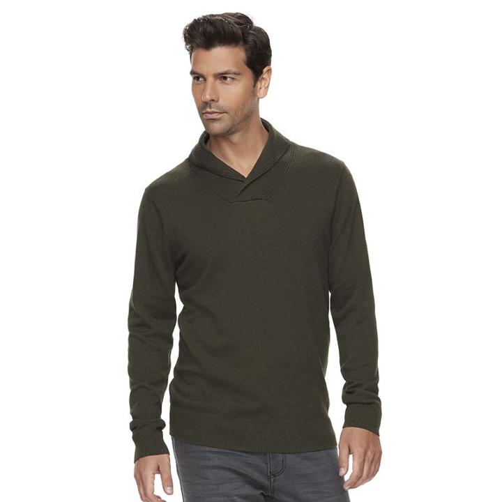 Men's Marc Anthony Slim-fit Soft-touch Shawl-collar Sweater, Size: Large, Dark Green