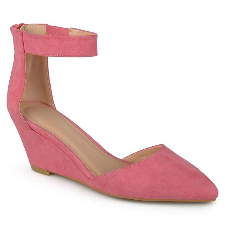Journee Collection Kova Women's Ankle Strap Wedges, Girl's, Size: 6, Pink