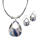 Teardrop Pendant Necklace & Earring Set, Women's, Blue