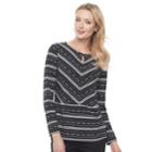 Women's Dana Buchman Printed Keyhole Top, Size: Medium, Grey