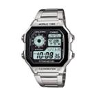 Casio World Time Stainless Steel Digital Chronograph Watch - Ae1200whd-1a - Men, Grey