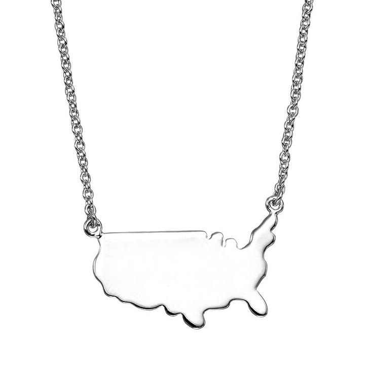 Silver Tone United States Necklace, Women's, Size: 18, Grey