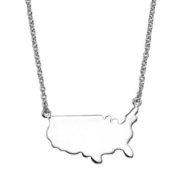 Silver Tone United States Necklace, Women's, Size: 18, Grey
