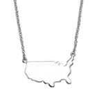 Silver Tone United States Necklace, Women's, Size: 18, Grey