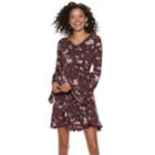 Juniors' American Rag Floral Bell Sleeve Swing Dress, Teens, Size: Small, Light Red
