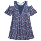 Girls 7-16 Mudd&reg; Patterned Cold Shoulder Dress, Size: 7-8, Med Blue