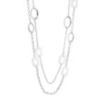 Rectangle & Oval Link Double Strand Station Necklace, Women's, Natural