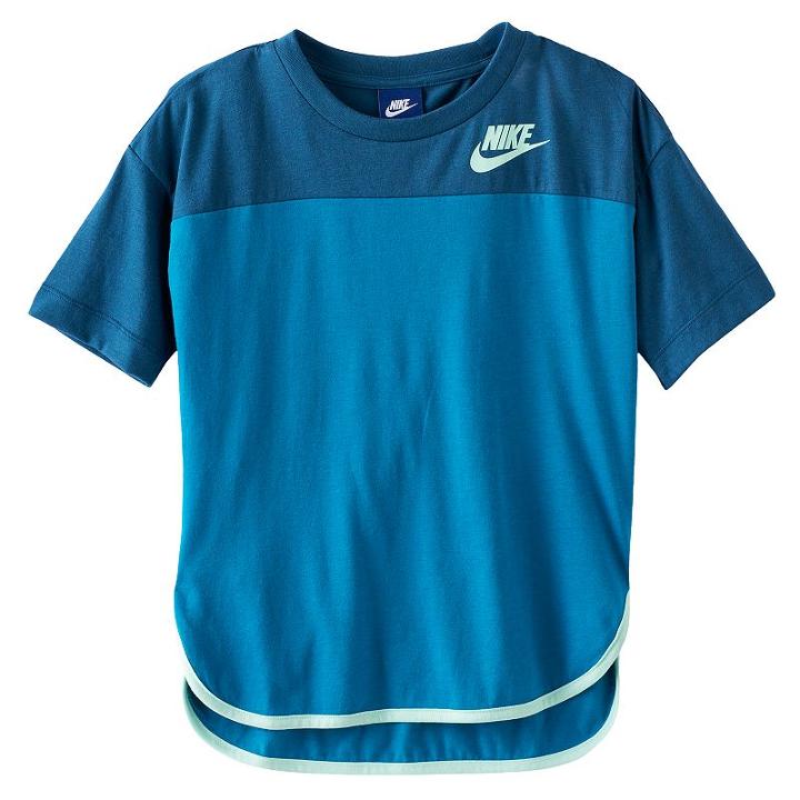 Girls 7-16 Nike Colorblock High-low Hem Tee, Size: Large, Med Blue