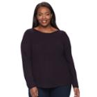 Plus Size Croft & Barrow&reg; Textured-stitch Sweater, Women's, Size: 3xl, Drk Purple