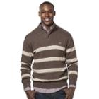 Men's Chaps Classic-fit Striped Mockneck Twist Sweater, Size: Medium, Brown