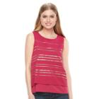 Women's Apt. 9&reg; Foil Mock-layer Top, Size: Medium, Pink