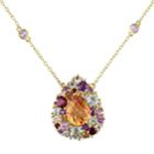 Stella Grace Gemstone Yellow Rhodium-plated Sterling Silver Station Necklace, Women's, Size: 18, Multicolor