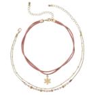 Mudd&reg; Flower Charm & Beaded Choker Necklace Set, Girl's, Pink