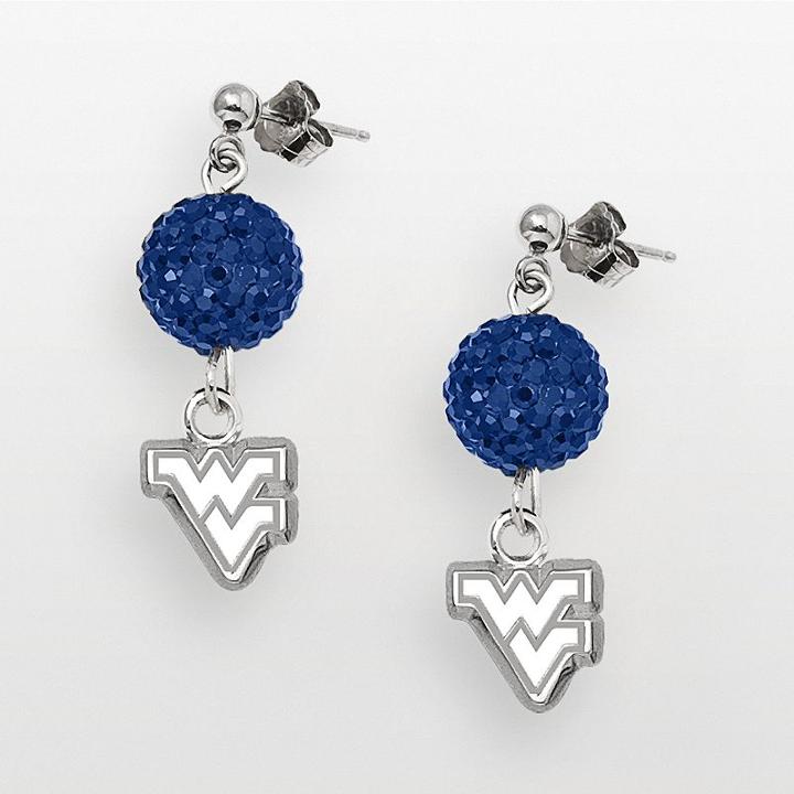 West Virginia Mountaineers Sterling Silver Crystal Linear Drop Earrings, Women's, Blue