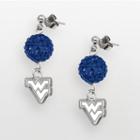 West Virginia Mountaineers Sterling Silver Crystal Linear Drop Earrings, Women's, Blue