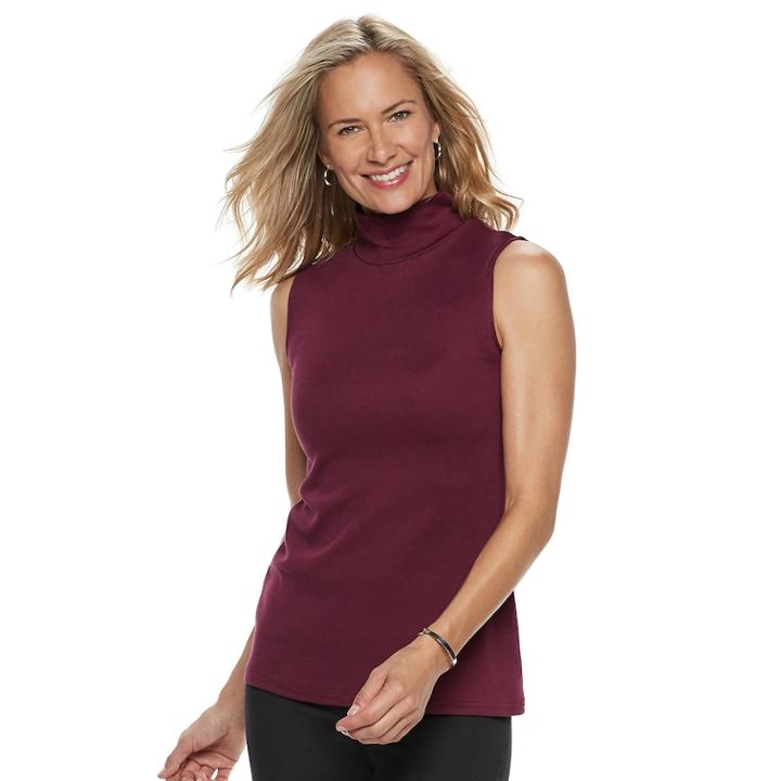 Women's Croft & Barrow&reg; Mockneck Sleeveless Top, Size: Medium, Dark Red