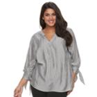Plus Size Apt. 9&reg; Knot Sleeve Blouse, Women's, Size: 0x, Black