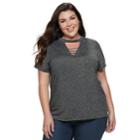 Plus Size Jennifer Bar Front Tee, Women's, Size: 3xl, Dark Grey
