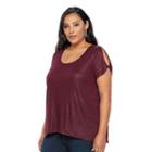 Plus Size Jennifer Lopez Twisted Cold-shoulder Tee, Women's, Size: 0x, Dark Red