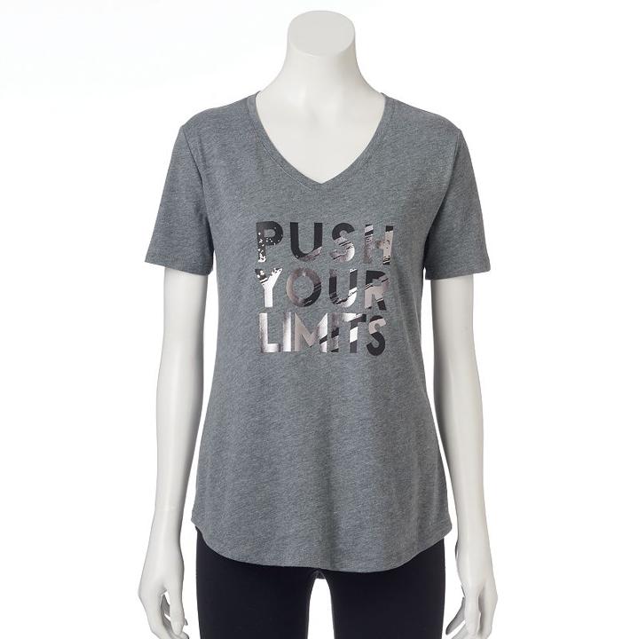 Women's Tek Gear&reg; Dry Tek V-neck Tee, Size: Small, Med Grey