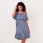 Women's Lc Lauren Conrad Smocked Off-the-shoulder Peasant Dress, Size: Medium, Light Blue