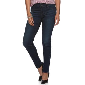 Women's Apt. 9&reg; Tummy Control Curvy Midrise Straight-leg Jeans, Size: 0 T/l, Dark Blue