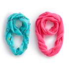 Girls 4-16 2-pk. Print & Solid Knit Infinity Scarves, Dark Blue