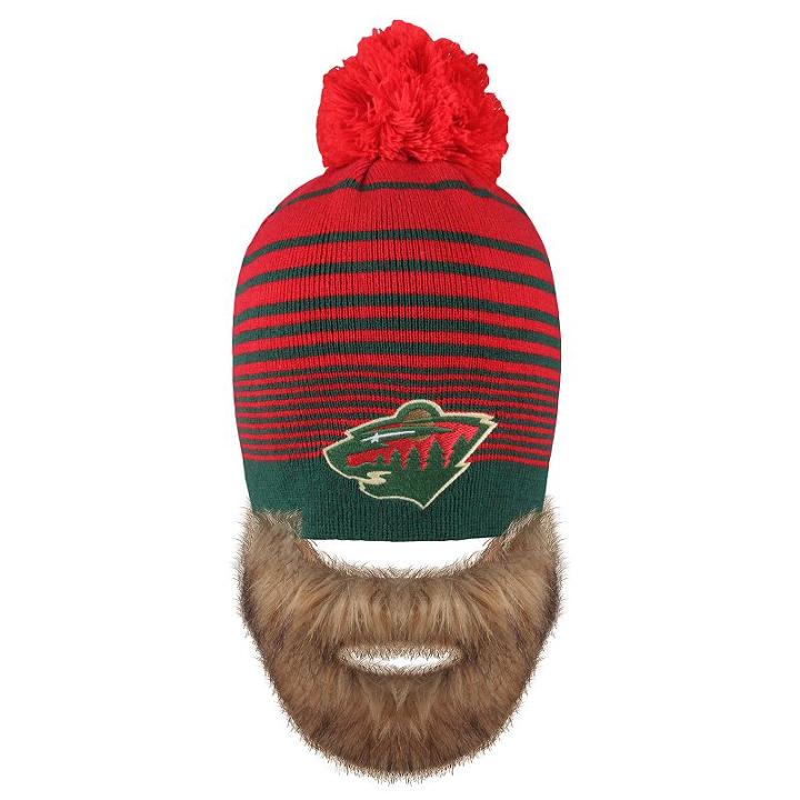 Old Time Hockey, Adult Minnesota Wild Bearded Beanie, Red