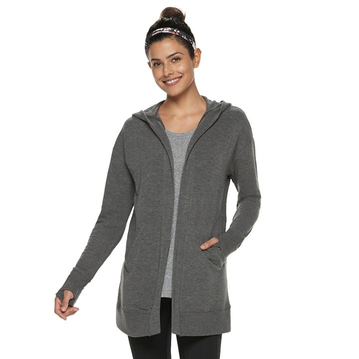 Women's Tek Gear&reg; Hooded Wrap Cardigan, Size: Large, Black