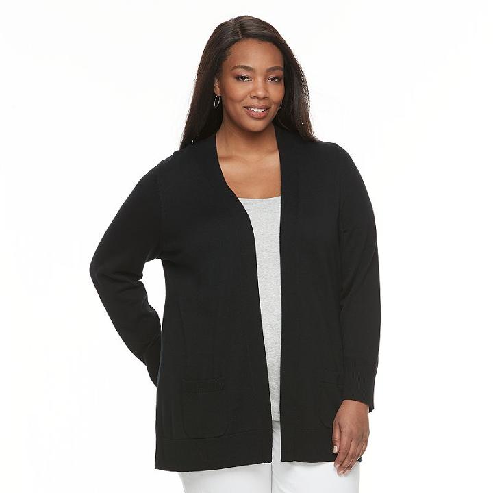 Plus Size Croft & Barrow&reg; Essential Open-front Cardigan, Women's, Size: 1xl, Black