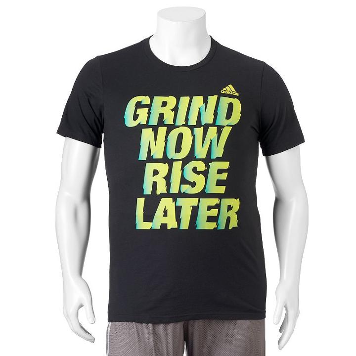 Big & Tall Adidas Grind Now Rise Later Climalite Tee, Men's, Size: L Tall, Black