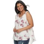 Juniors' Plus Size Mudd&reg; Button-front Tank, Teens, Size: 3xl, White