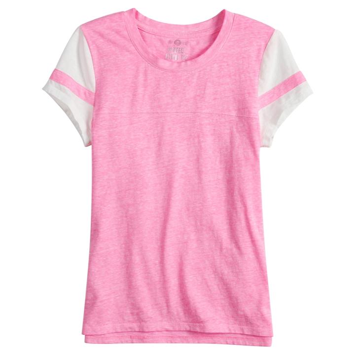 Girls 7-16 & Plus Size So&reg; Basic Varsity Tee, Size: 12 1/2, Brt Pink