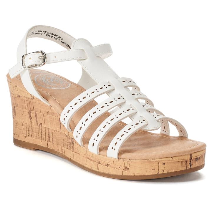 So&reg; Ringmaster Girls' Wedge Sandals, Size: 4, White
