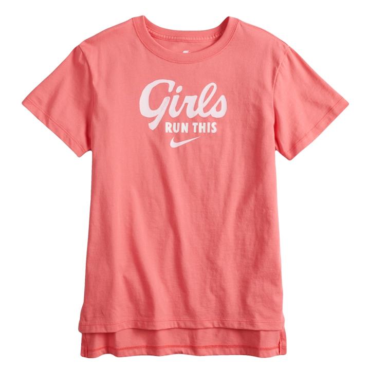 Girls 7-16 Nike Girls Run This Graphic Tee, Size: Small, Brt Orange