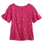 Girls 7-16 Mudd&reg; Flutter Sleeve Criss-cross Front Tee, Size: 14, Med Pink