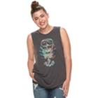 Juniors' Plus Size Festival Owl Graphic Tank, Teens, Size: 1xl, Grey (charcoal)