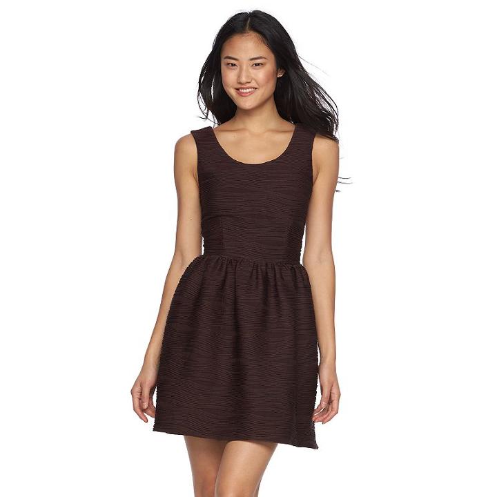 Juniors' Rewind Textured Skater Dress, Girl's, Size: Xl, Dark Red