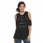 Women's Apt. 9&reg; Cold-shoulder Graphic Tee, Size: Xl, Oxford