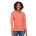 Women's Croft & Barrow&reg; Button Shoulder Shirttail Sweater, Size: Small, Lt Orange