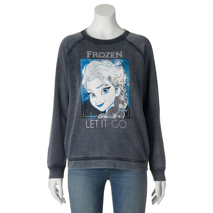 Disney Frozen Elsa Burnout Sweatshirt - Juniors, Teens, Size: Large, Grey (charcoal)