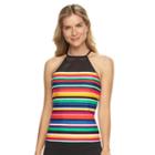 Women's Chaps Striped Mesh High-neck Tankini Top, Size: 18, Ovrfl Oth