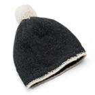 Sijjl Women's Wool Pom-pom Beanie, Grey (charcoal)