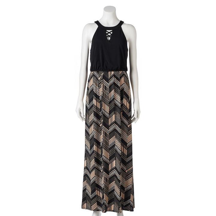 Juniors' Trixxi Chevron Cross Front Maxi Dress, Teens, Size: Large, Oxford