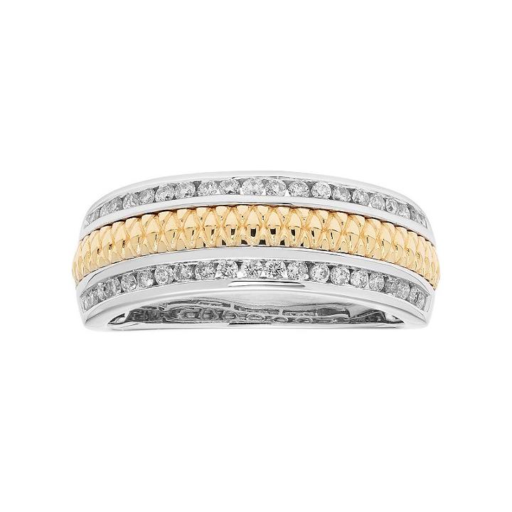 Two Tone 14k Gold 1/3 Carat T.w. Diamond Wedding Ring, Women's, Size: 8.50, Yellow