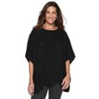 Women's Napa Valley Textured Poncho Sweater, Size: Large, Black