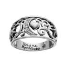 Love This Life Silver Plated I Love You To The Moon And Back Heart & Star Ring, Women's, Size: 9, Grey